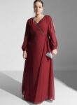 Khizana Curve Embellished Trim Wrap Dress (1)